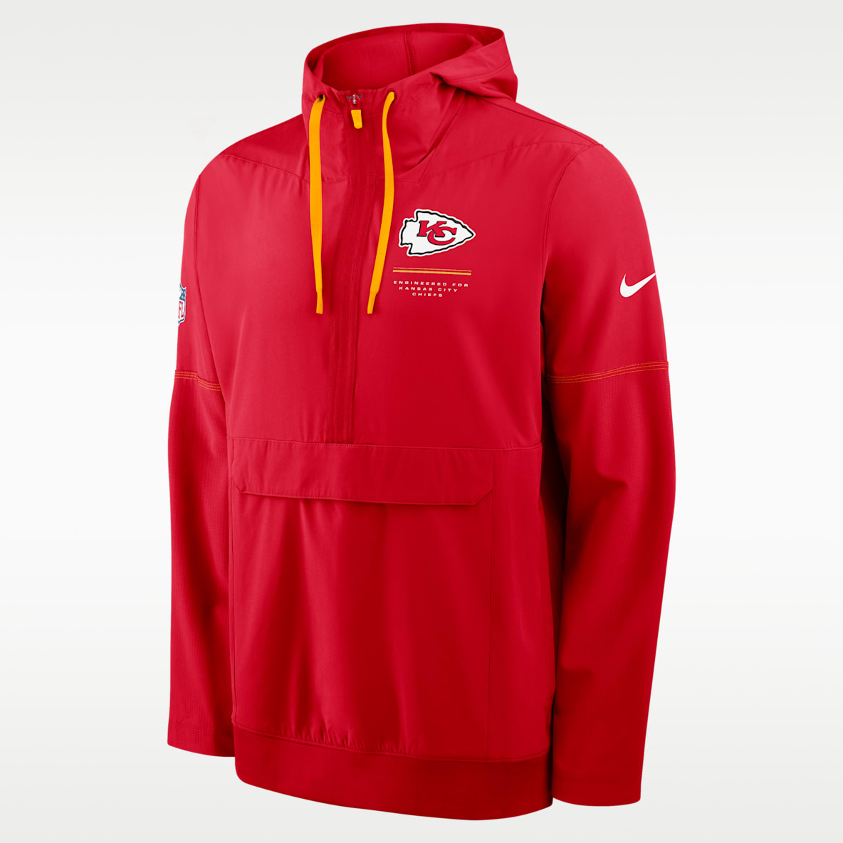 Kansas City Chiefs Sideline Anorak Chamarra Nike de la NFL de medio cierre con gorro para hombre