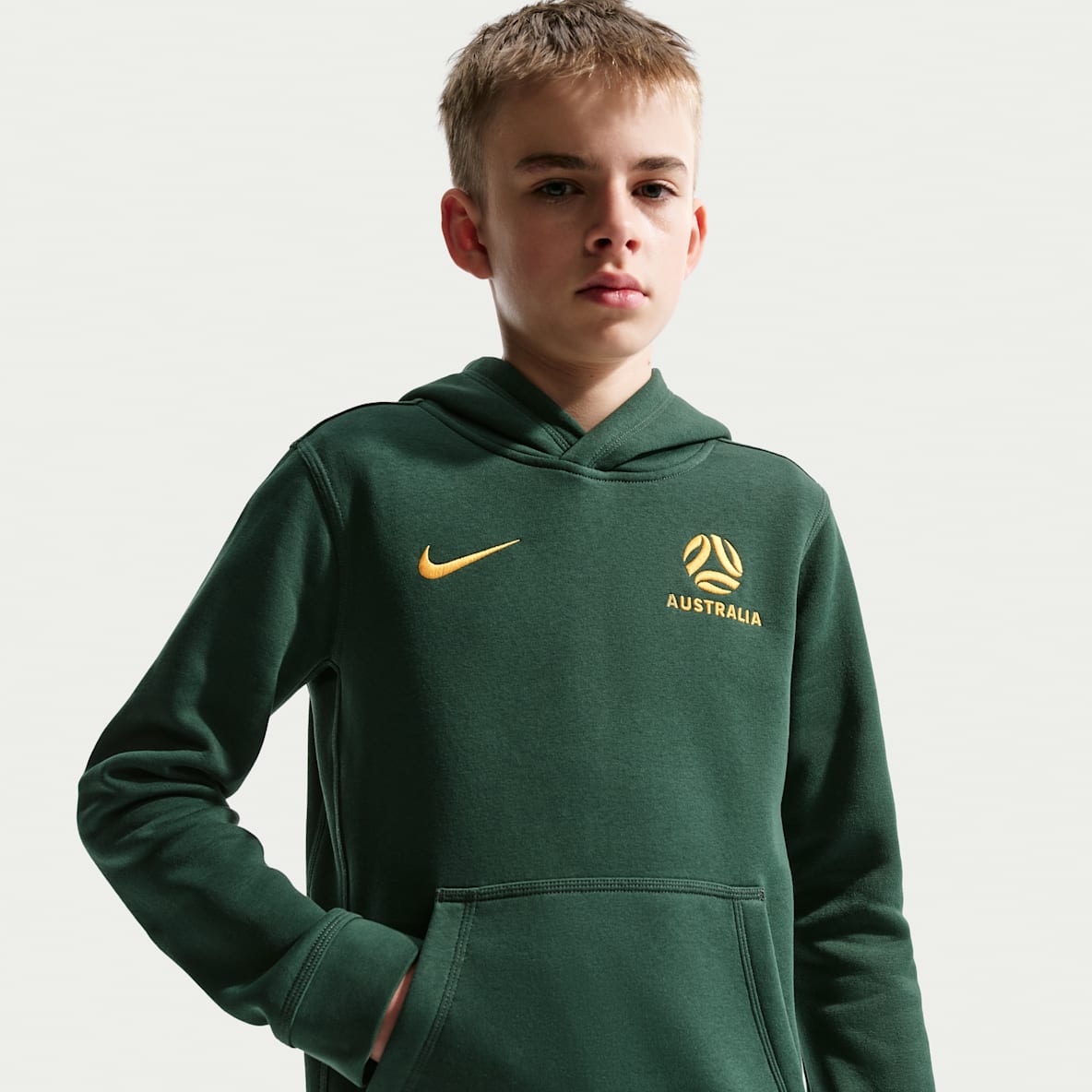 Australia Club Older Kids' (Boys') Nike Football Pullover Hoodie