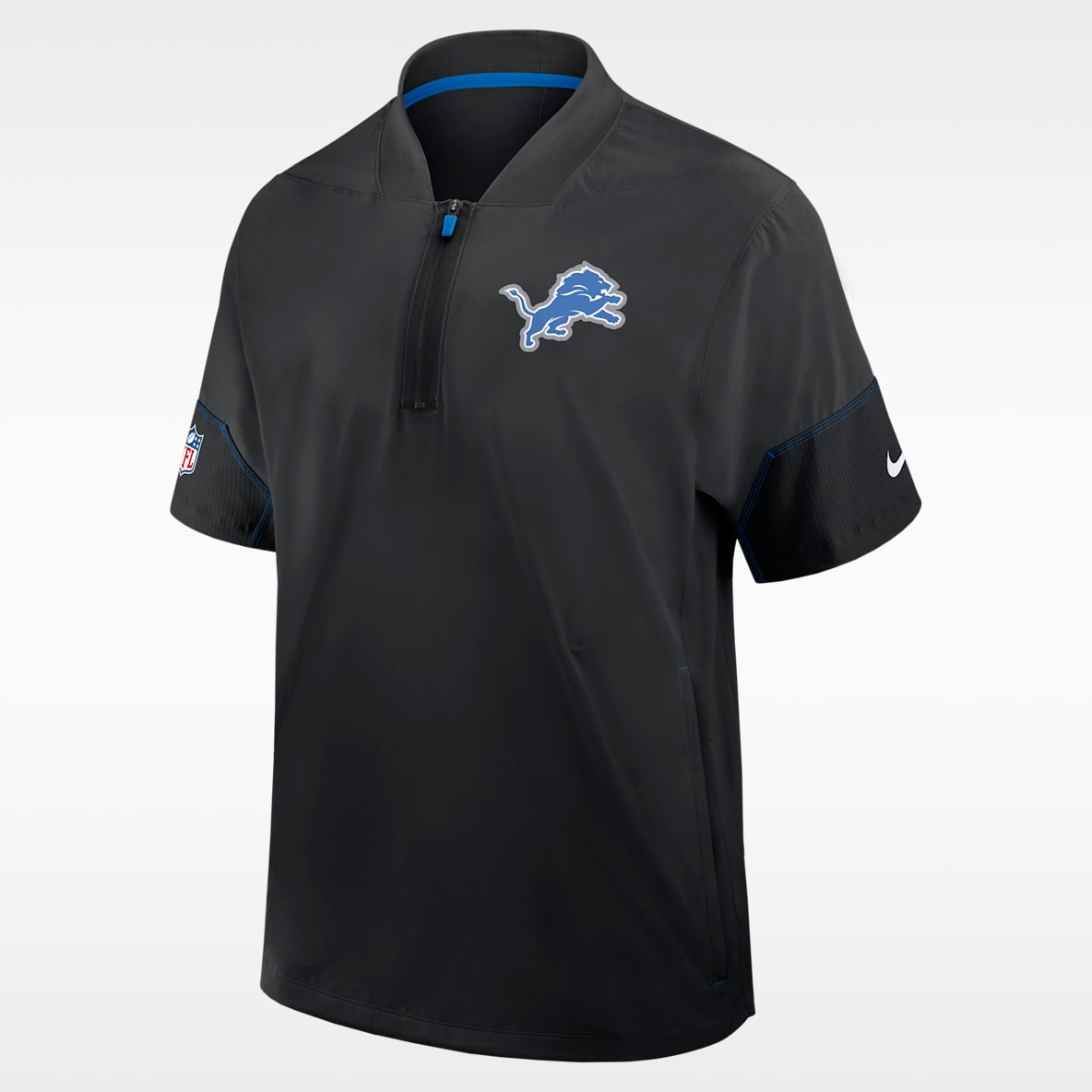 Detroit Lions Sideline Coach Men's Nike NFL 1/2-Zip Short-Sleeve Hooded Jacket