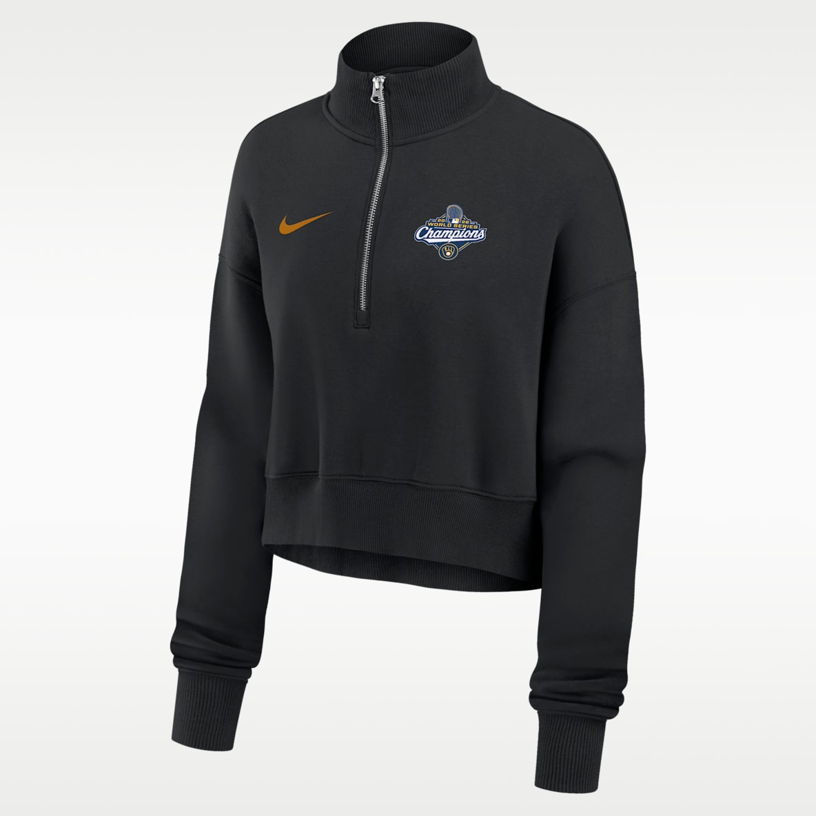 Milwaukee Brewers 2026 World Series Champions Phoenix Women's Nike MLB Oversized Cropped 1/4-Zip Crew