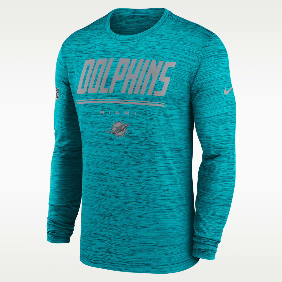 Miami Dolphins Sideline Team Issue Velocity Men's Nike Dri-FIT NFL Long-Sleeve T-Shirt