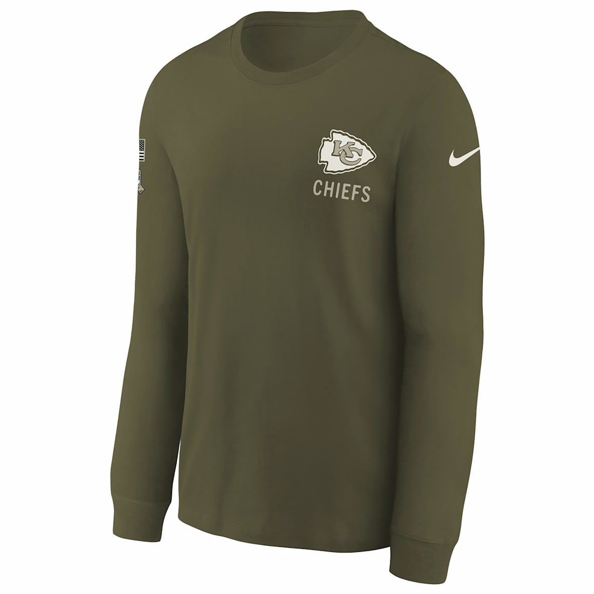 Kansas City Chiefs Salute to Service Sideline Big Kids’ Nike NFL Long-Sleeve T-Shirt