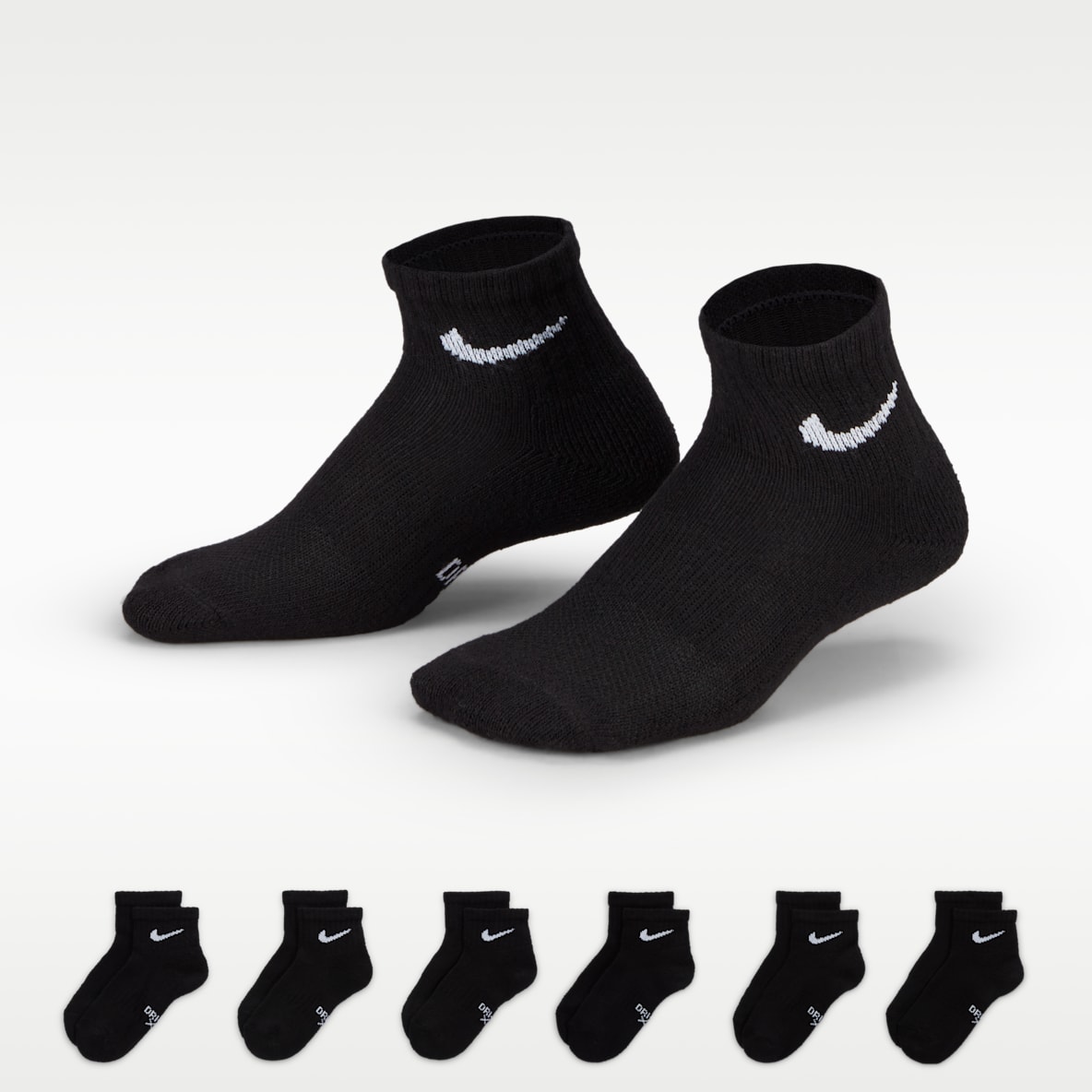 Nike Dri-FIT Performance Basics Little Kids' Quarter Socks (6 Pairs)