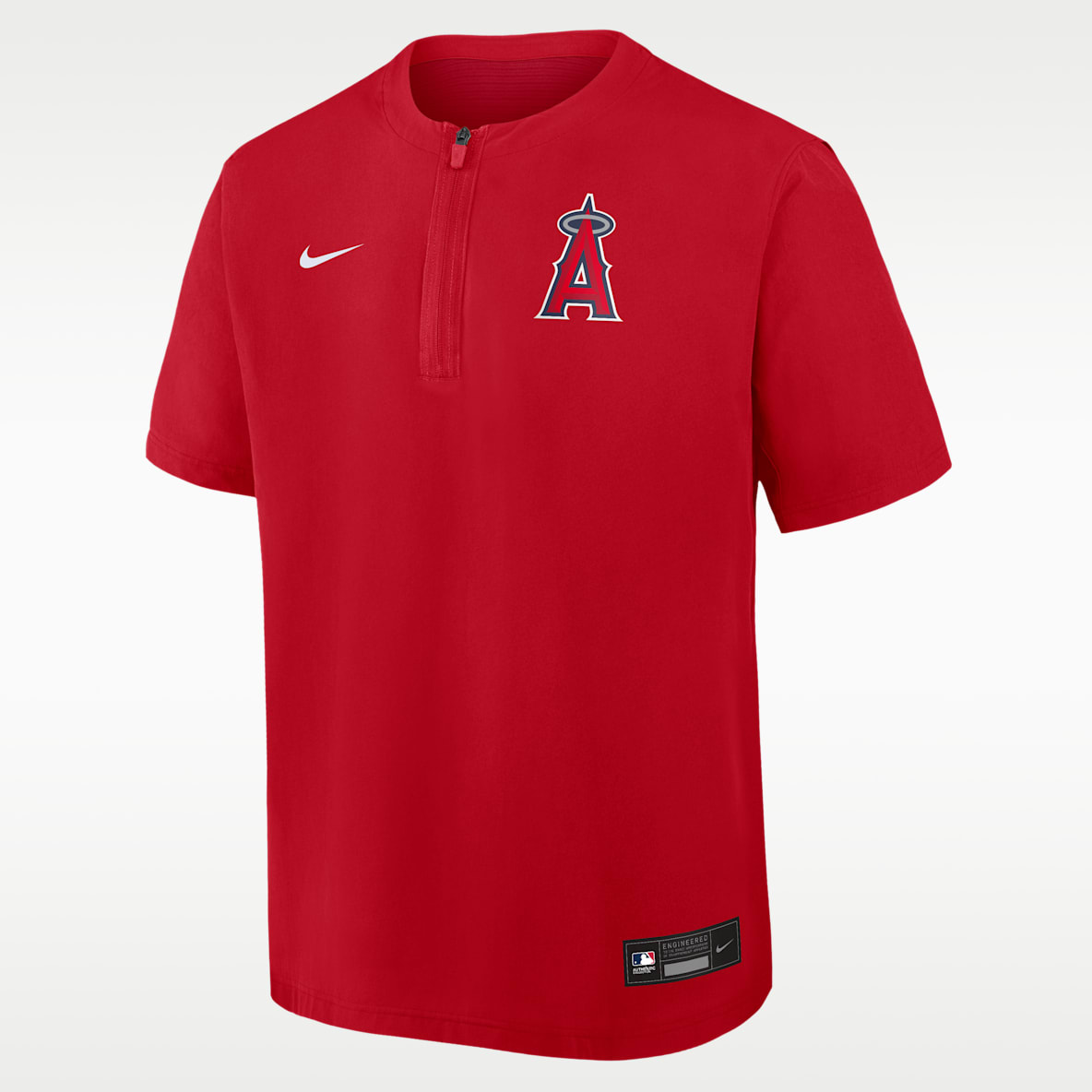Los Angeles Angels, colección Authentic Rompevientos de manga corta Nike Dri-FIT de la MLB con cierre de 1/4 para hombre
