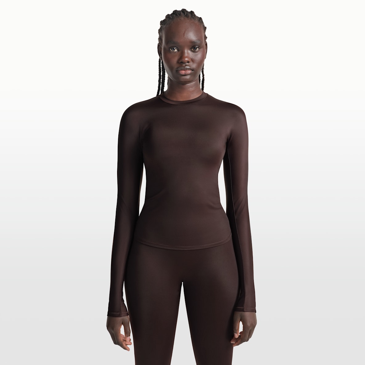 NikeSKIMS Shine Playera de cuello redondo de manga larga para mujer