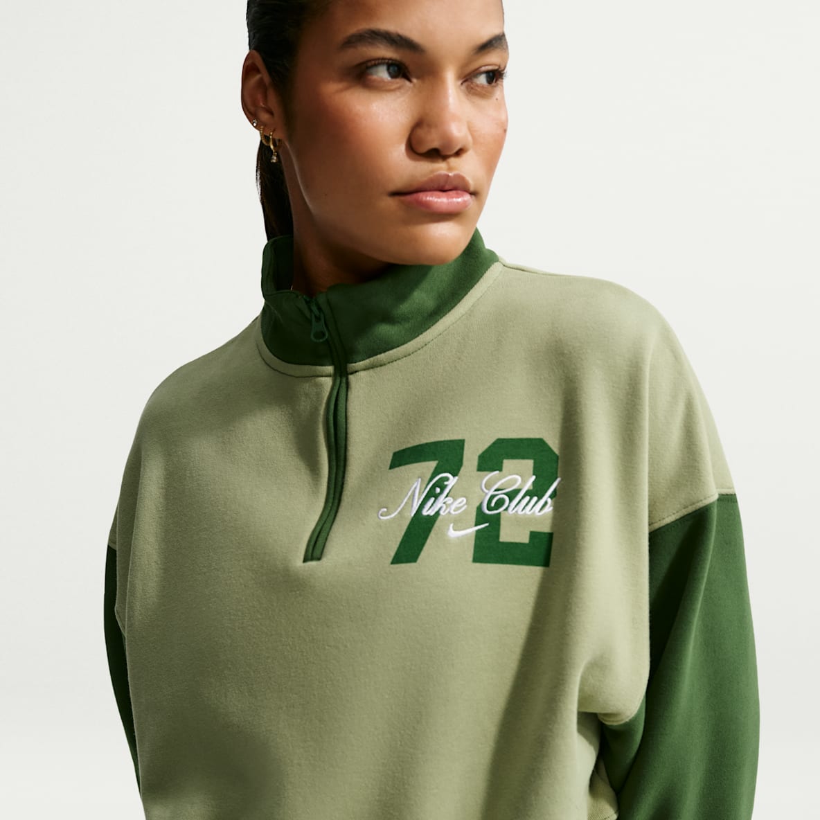 Nike Studio Fleece Medium Weight Haut court oversize à 1/4 de zip pour femme