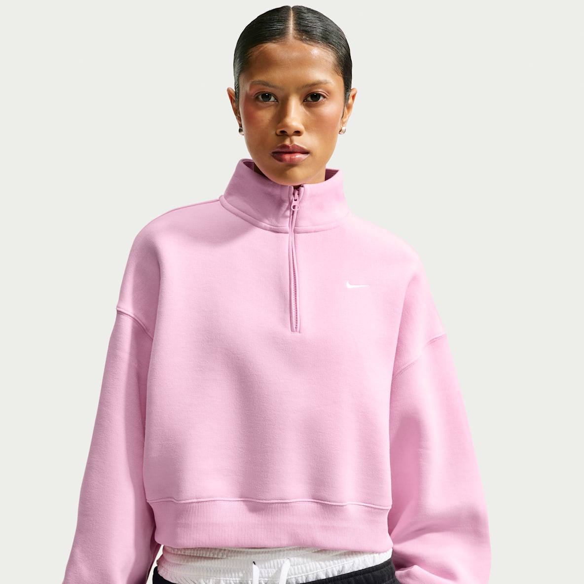 Nike Studio Fleece Medium Weight Women's Oversized 1/4-Zip Cropped Top