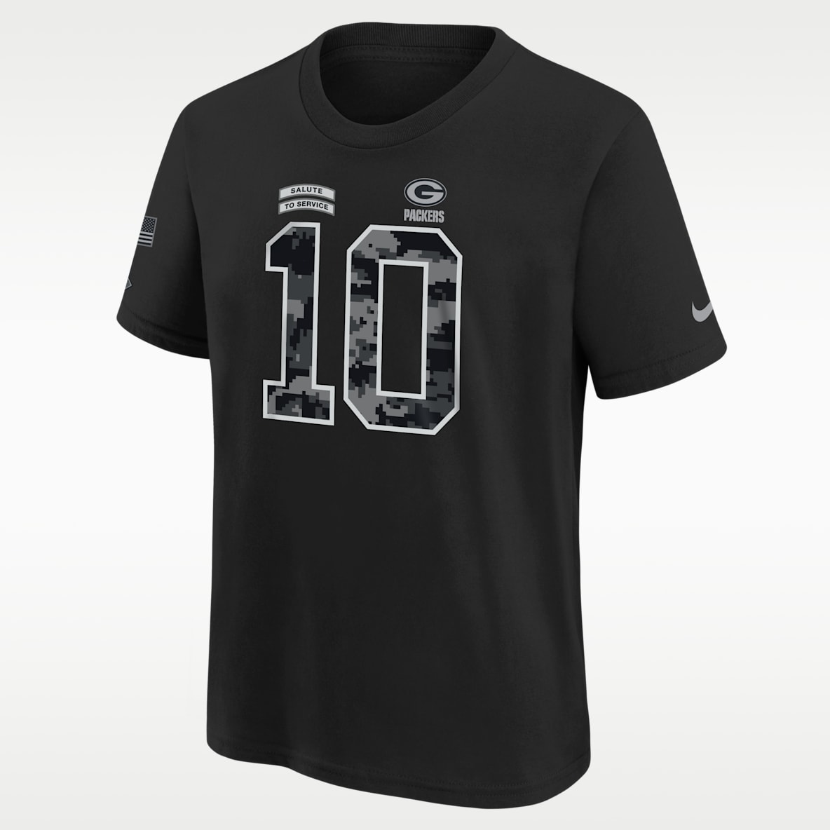 Jordan Love Green Bay Packers Salute to Service Big Kids' Nike NFL T-Shirt