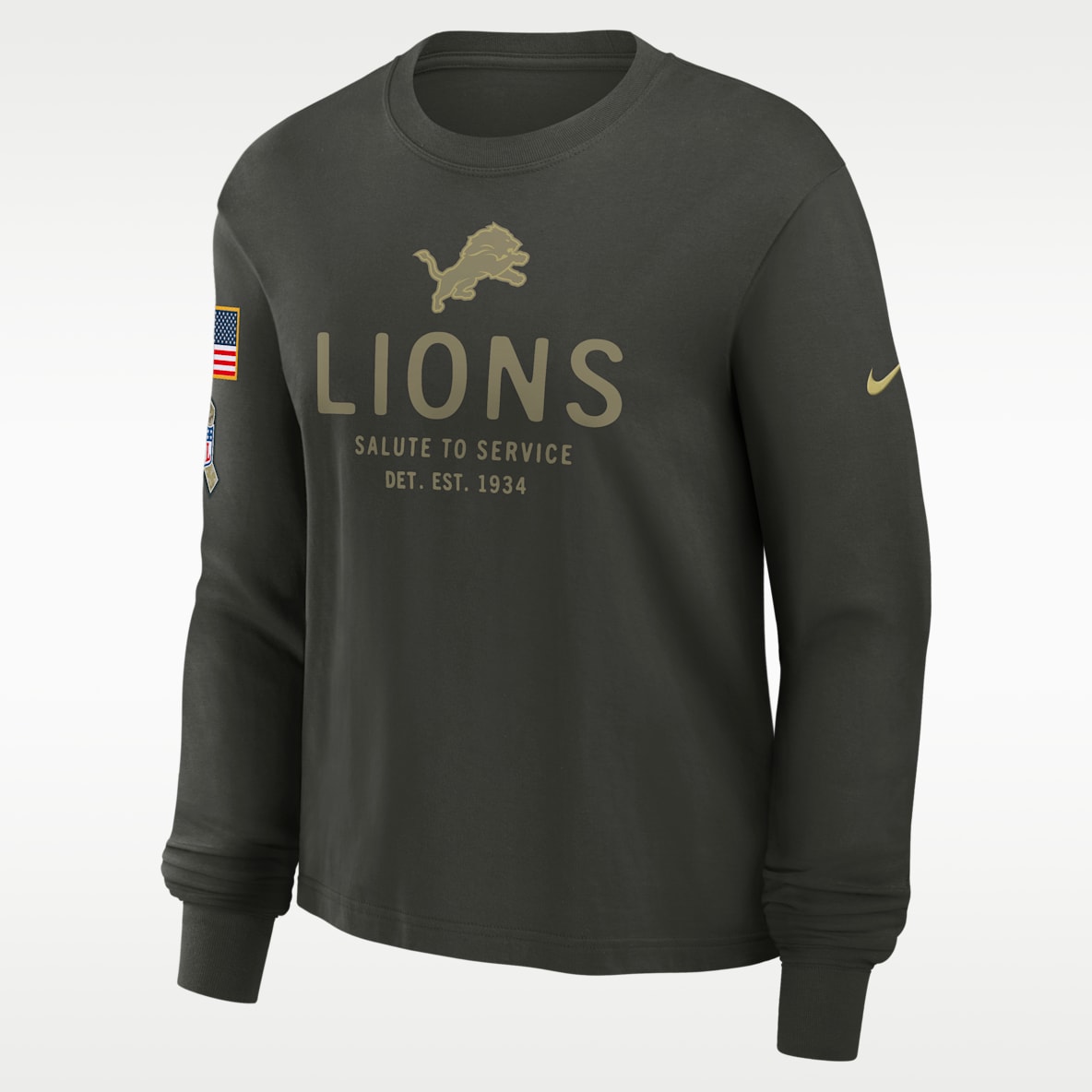 Detroit Lions Salute to Service Sideline Women's Nike Dri-FIT NFL Long-Sleeve T-Shirt