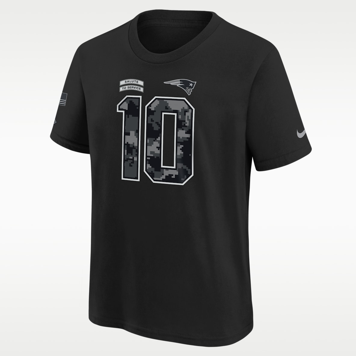 Drake Maye New England Patriots Salute to Service Big Kids' Nike NFL T-Shirt