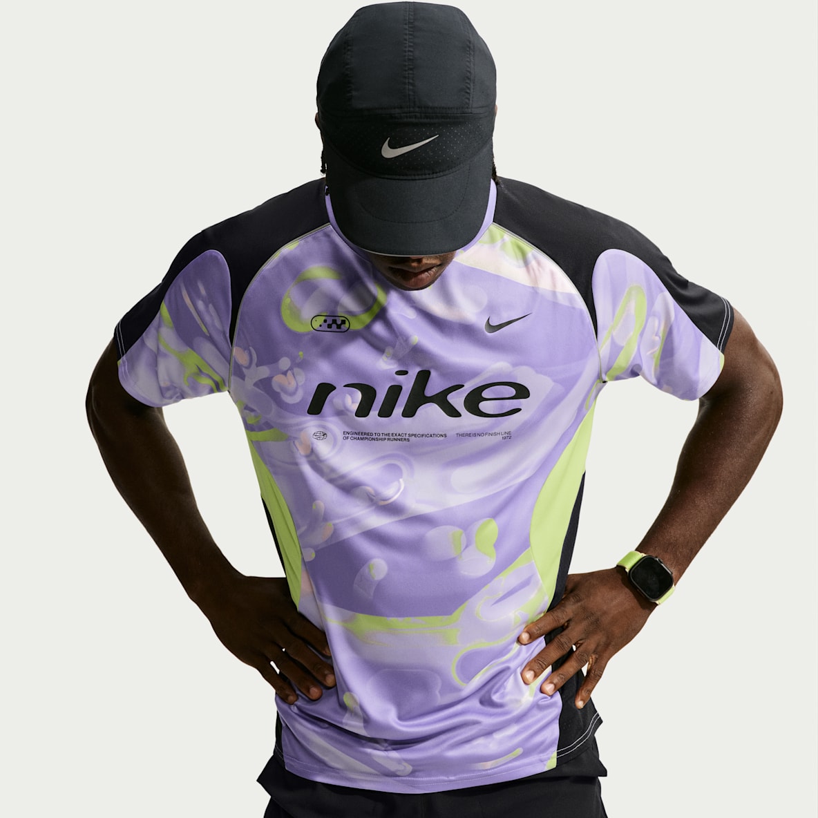 Nike  Playera de correr de manga corta Dri-FIT con estampado para hombre