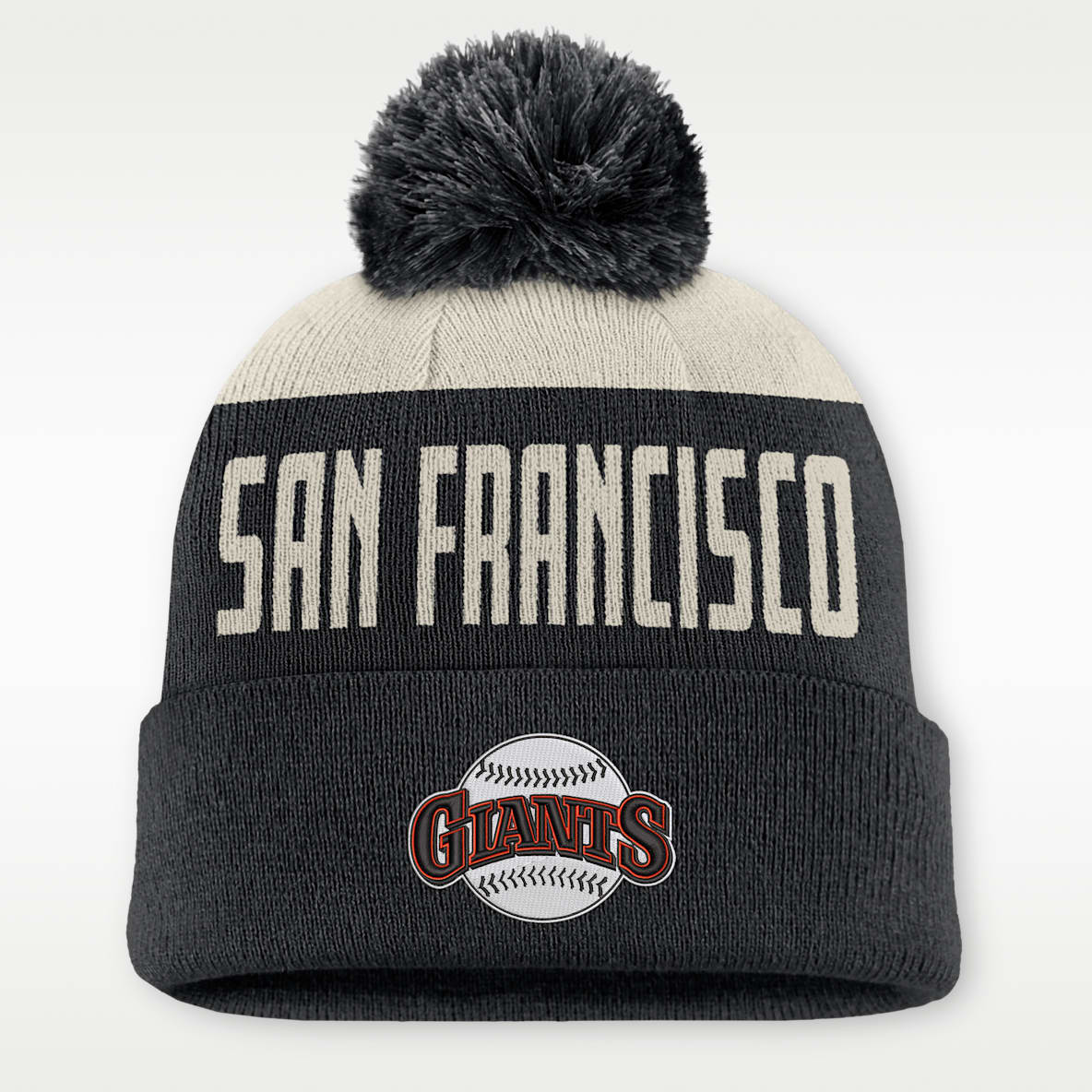 San Francisco Giants Cooperstown Peak Gorro con dobladillo y pompón Nike de la MLB para hombre