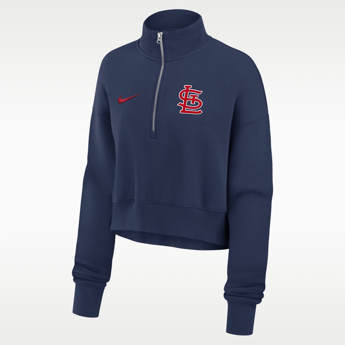 St. Louis Cardinals Phoenix Sudadera de cuello redondo Nike de la MLB cropped con cierre de 1/4 para mujer