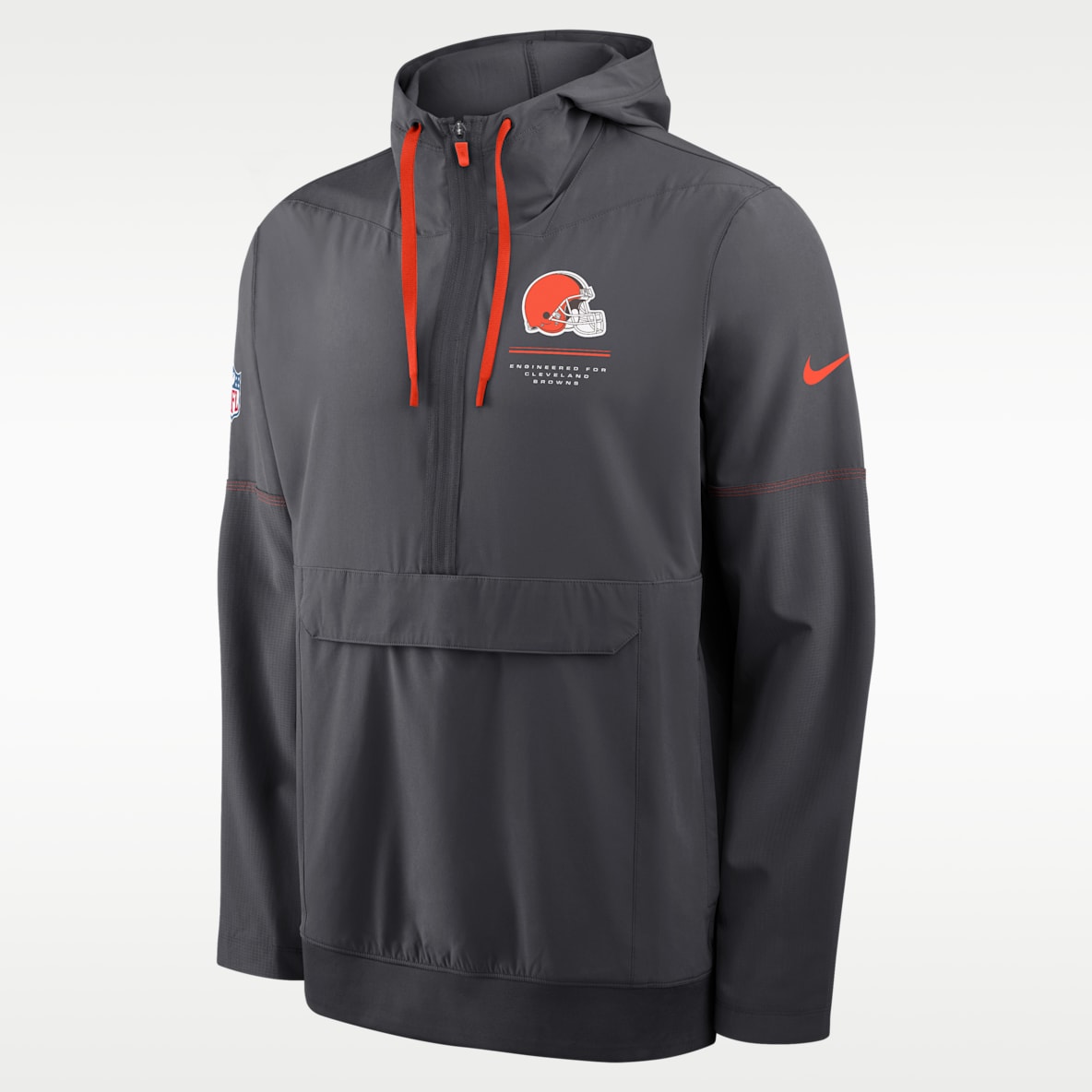 Cleveland Browns Sideline Anorak Chamarra con gorro de medio cierre Nike de la NFL para hombre