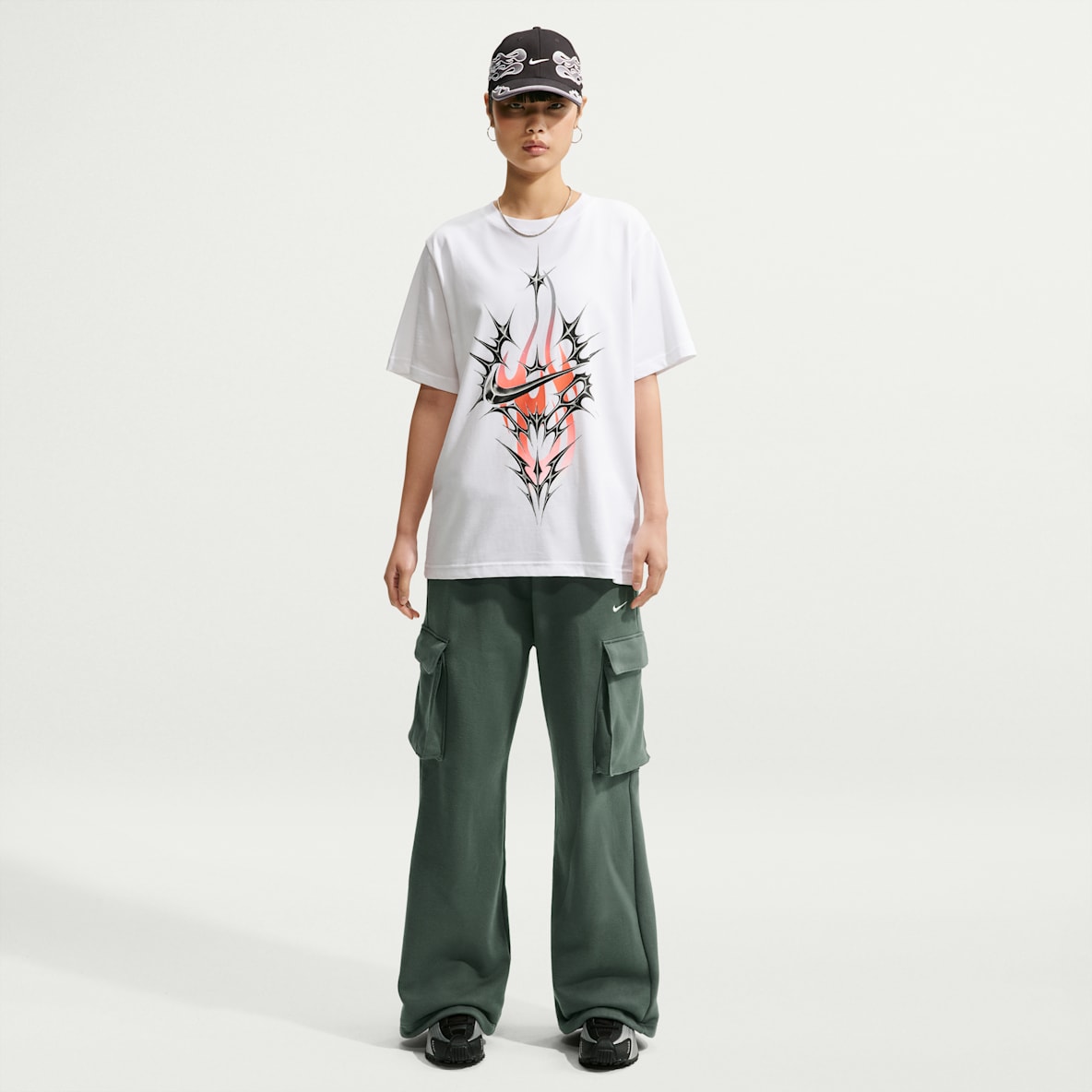 Nike Studio Fleece Medium Weight Pants cargo de tiro alto oversized para mujer