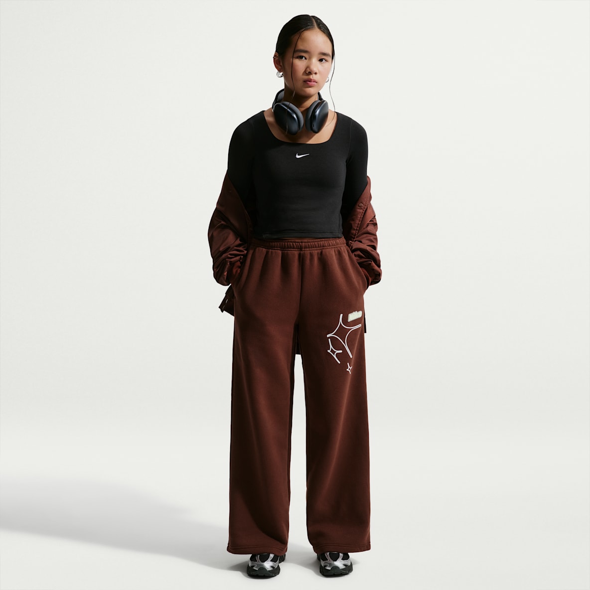 Nike Sportswear Studio Pants con dobladillo abierto para niña talla grande