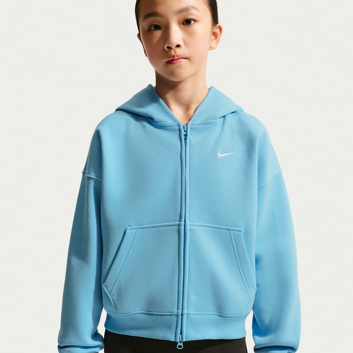 Nike Sportswear Studio Fleece Big Kids' (Girls') Oversized Full-Zip Hoodie