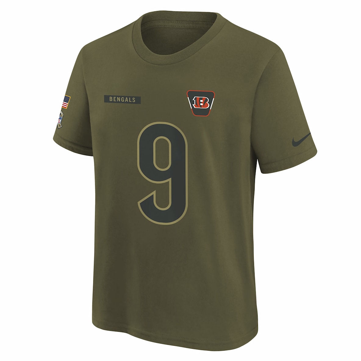 Joe Burrow Cincinnati Bengals Salute to Service Big Kids’ Nike NFL T-Shirt