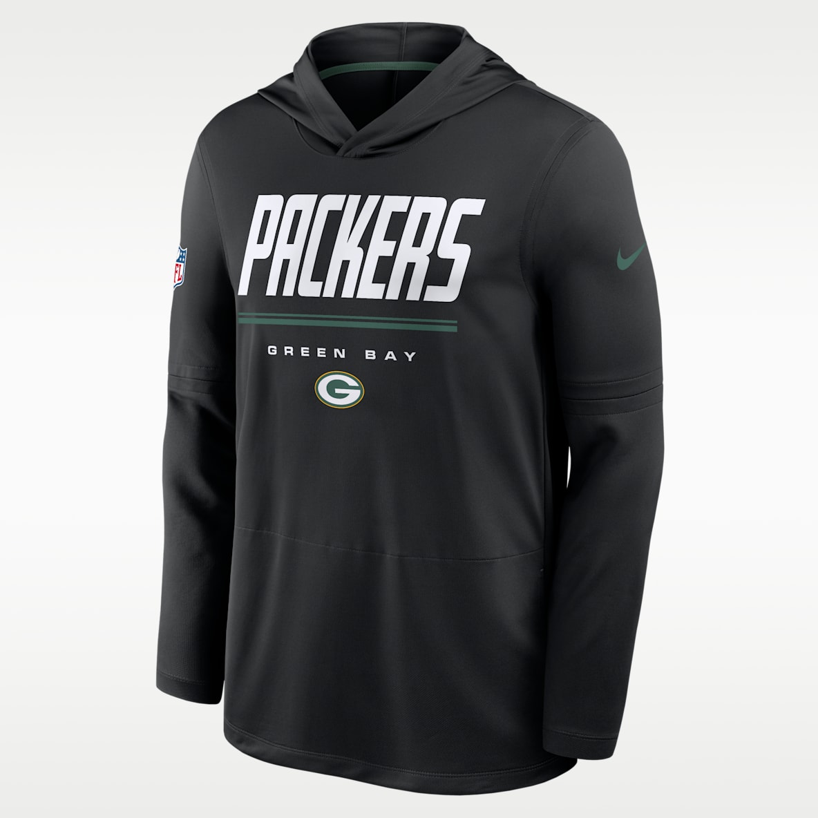 Green Bay Packers Sideline Playera de manga larga Nike Dri-FIT de la NFL con gorro para hombre