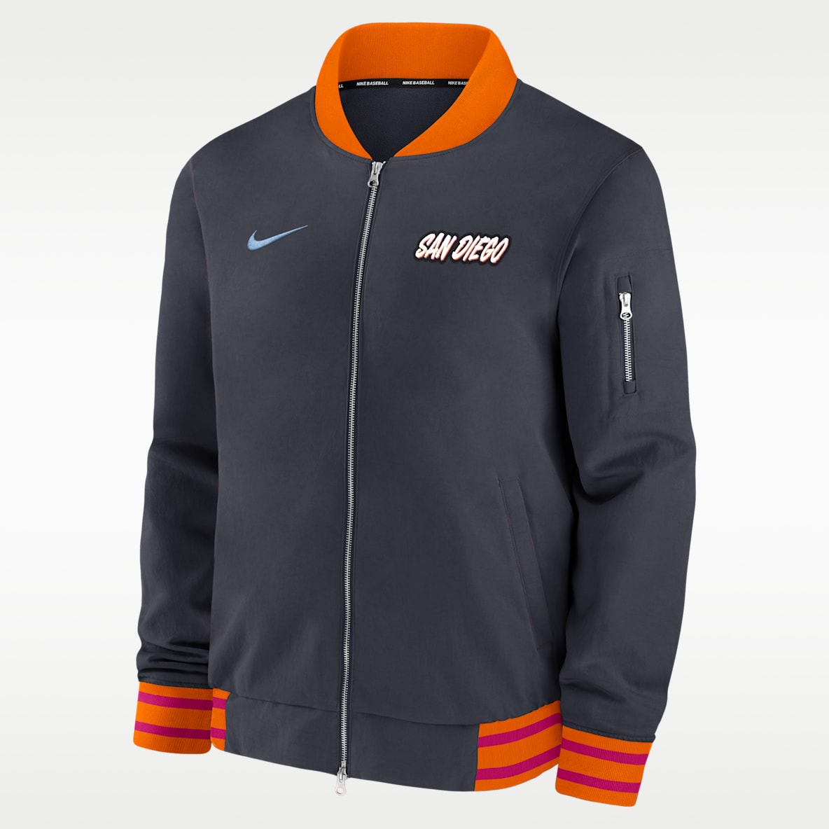 San Diego Padres Authentic Collection City Connect Chamarra bomber Nike de la MLB de cierre completo para hombre