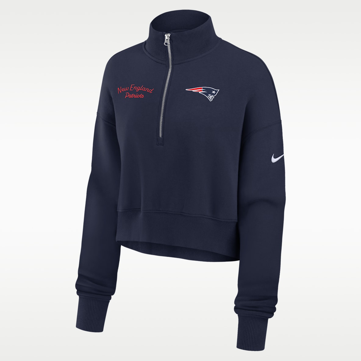 New England Patriots Phoenix Women's Nike NFL Cropped 1/4-Zip Crew