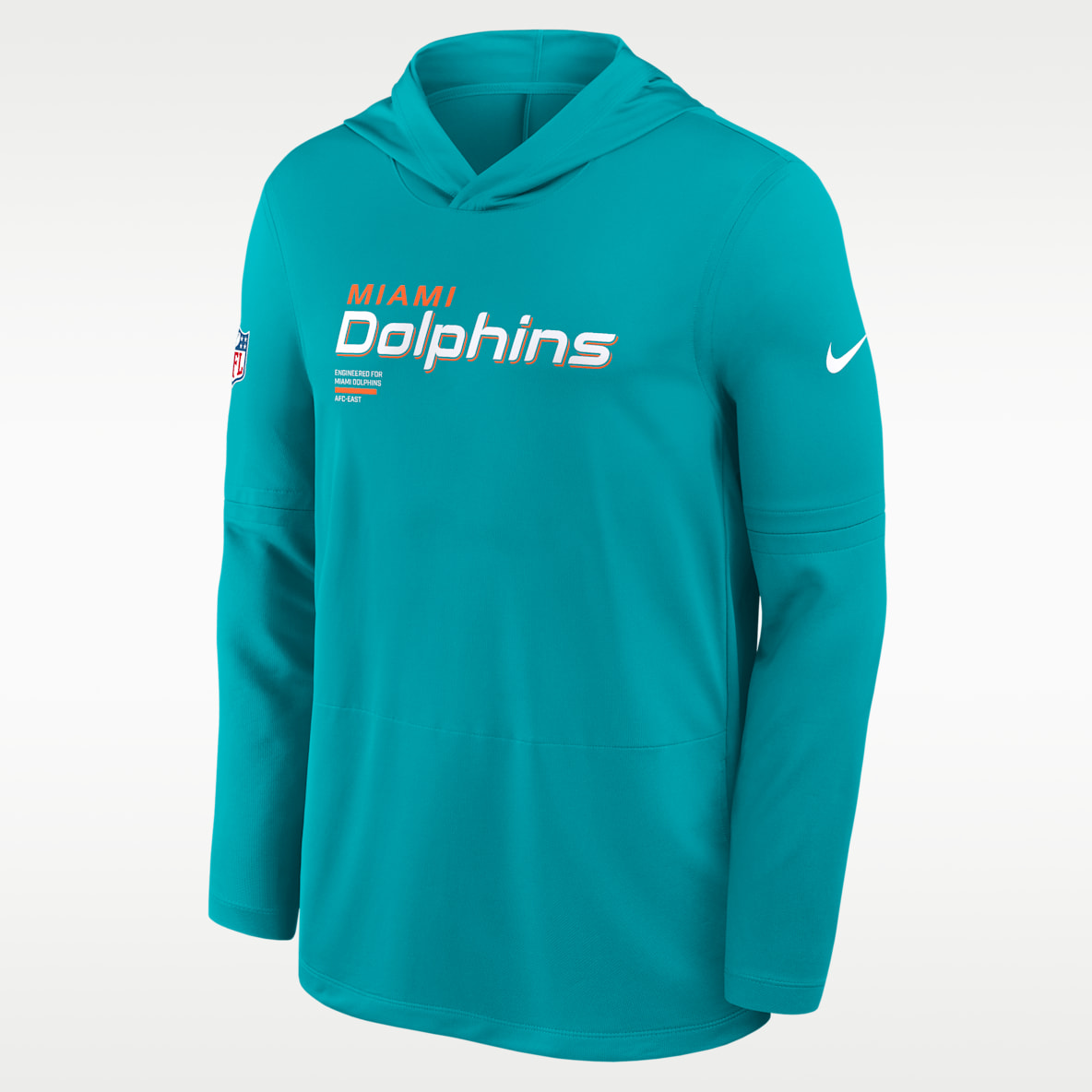 Miami Dolphins Pure Fury Sideline Men's Nike Dri-FIT NFL Long-Sleeve Hooded Top