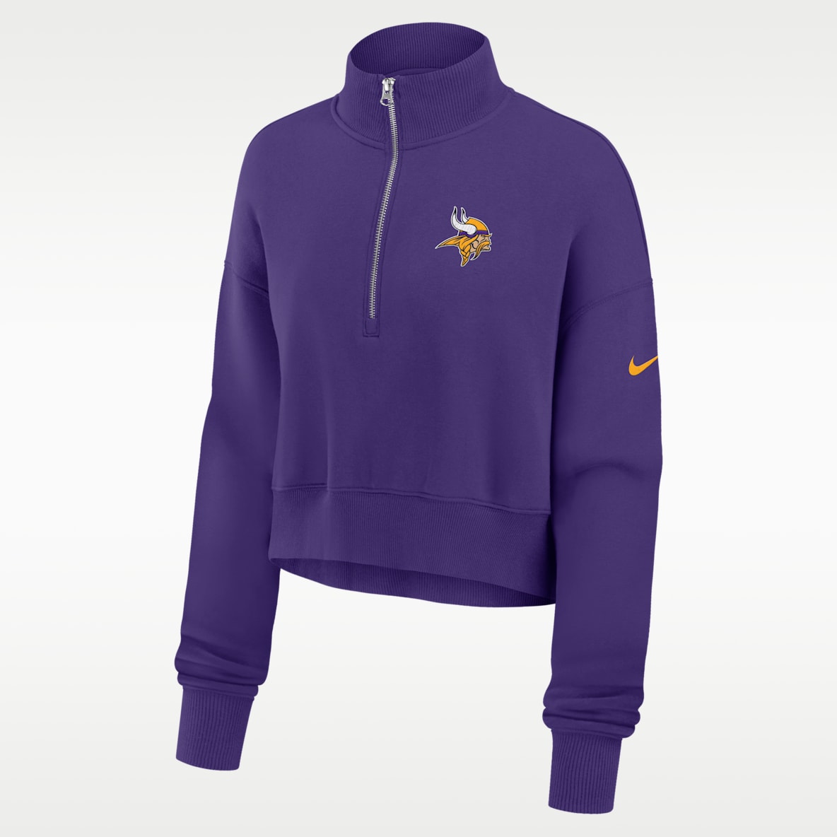 Minnesota Vikings Phoenix Sudadera de cuello redondo Nike de la NFL cropped con cierre de 1/4 para mujer