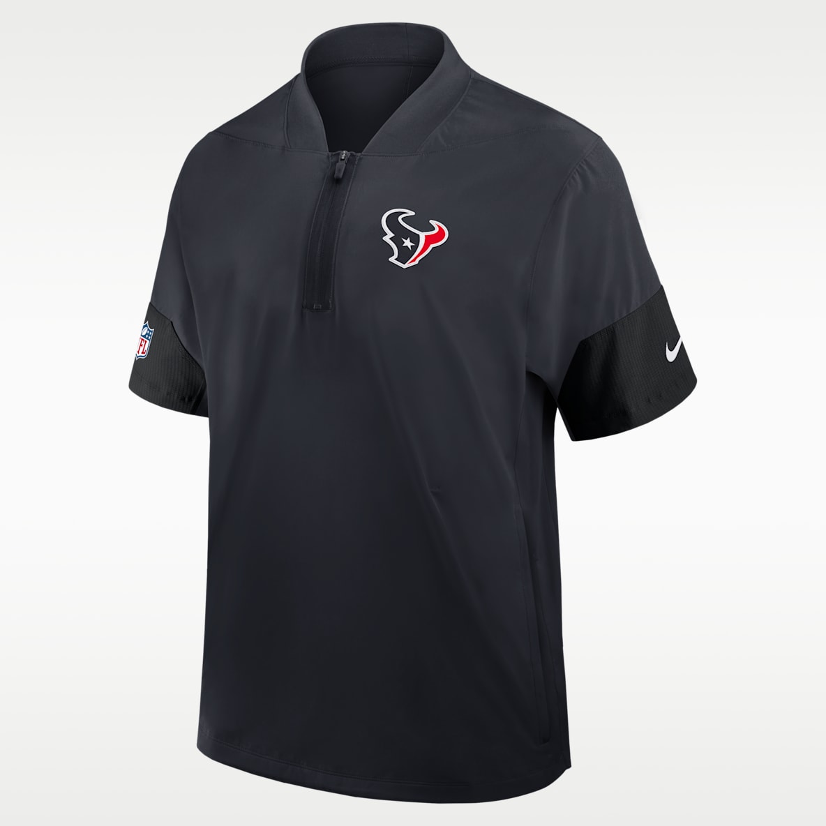 Houston Texans Sideline Coach Chamarra de manga corta Nike de la NFL de medio cierre para hombre