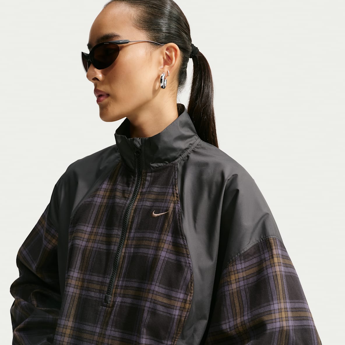 Nike Sportswear Women's Oversized Checked Flannel Anorak Jacket