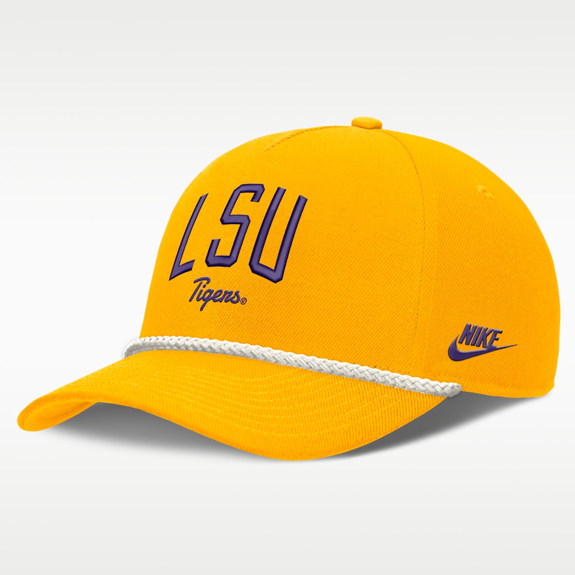 LSU Legacy Letter Rise Men's Nike Dri-FIT College A-Frame Adjustable Hat