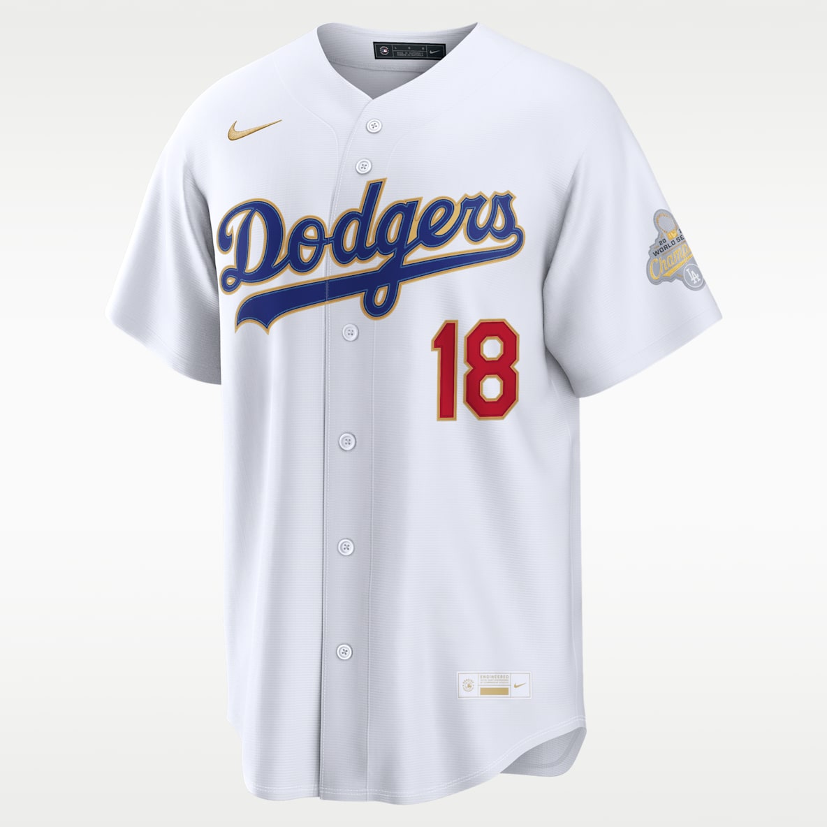 Yoshinobu Yamamoto Los Angeles Dodgers 2025 World Series Champion Gold Series Jersey Nike Stadium de la MLB para hombre