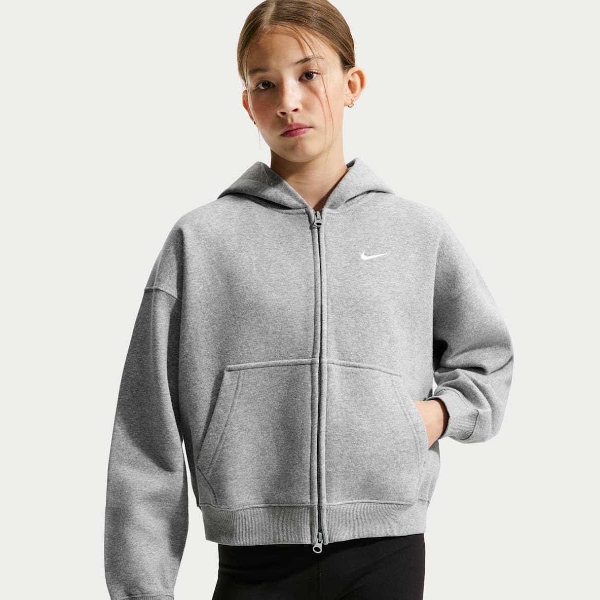 Nike Sportswear Studio Fleece Big Kids' (Girls') Oversized Full-Zip Hoodie