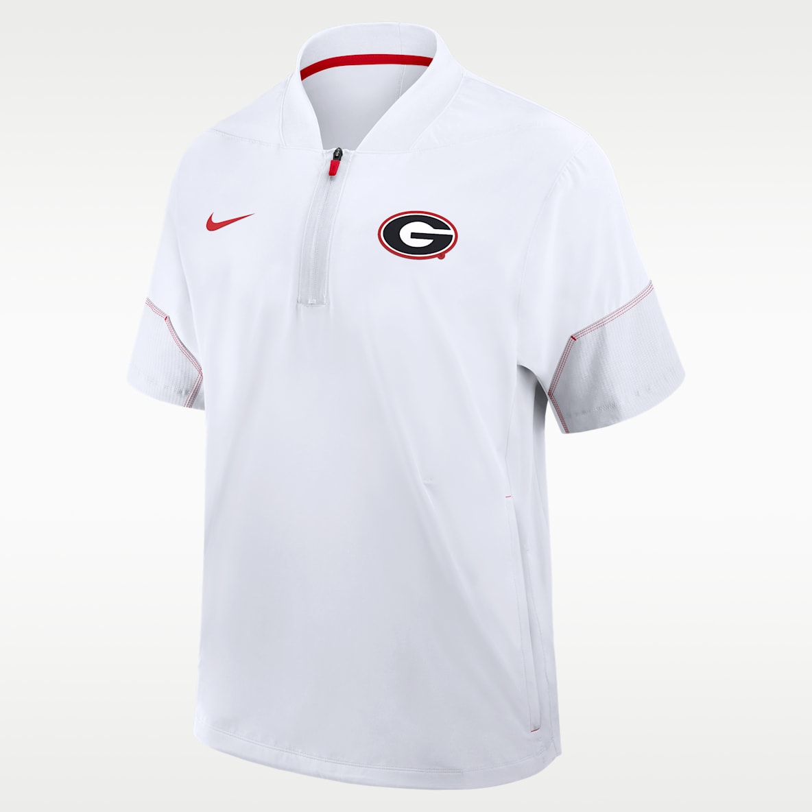 Georgia Sideline Coach Men's Nike College 1/2-Zip Short-Sleeve Hooded Jacket