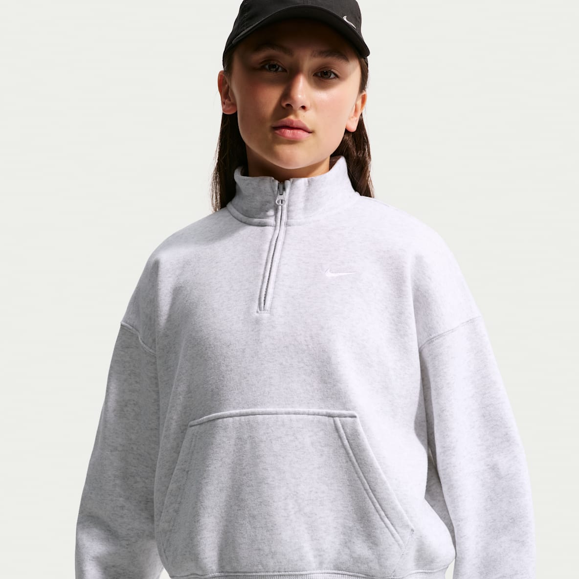 Nike Sportswear Studio Fleece Part superior oversized amb cremallera d'un quart - Nena