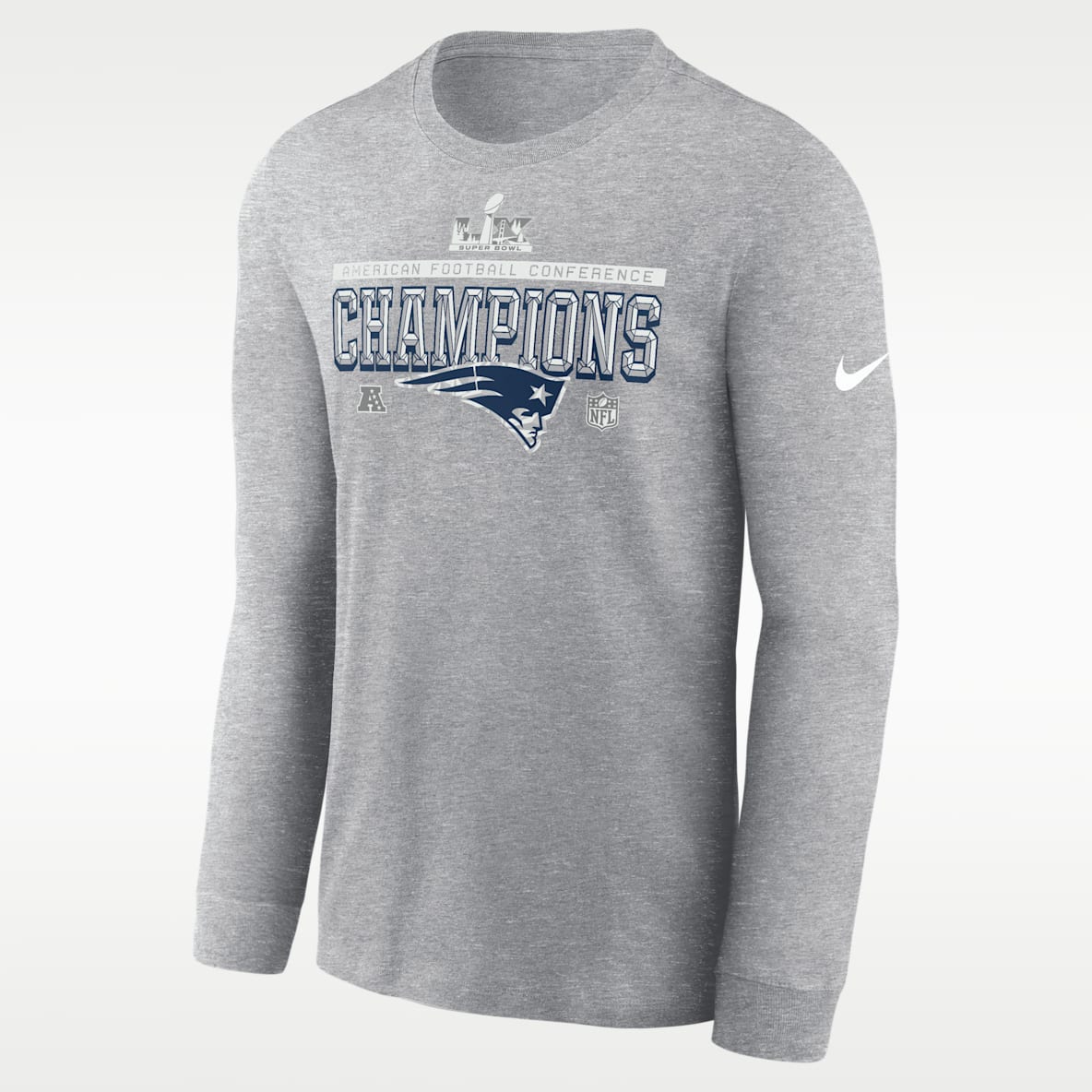 New England Patriots 2026 AFC Champions Trophy Collection Men's Nike NFL Long-Sleeve T-Shirt