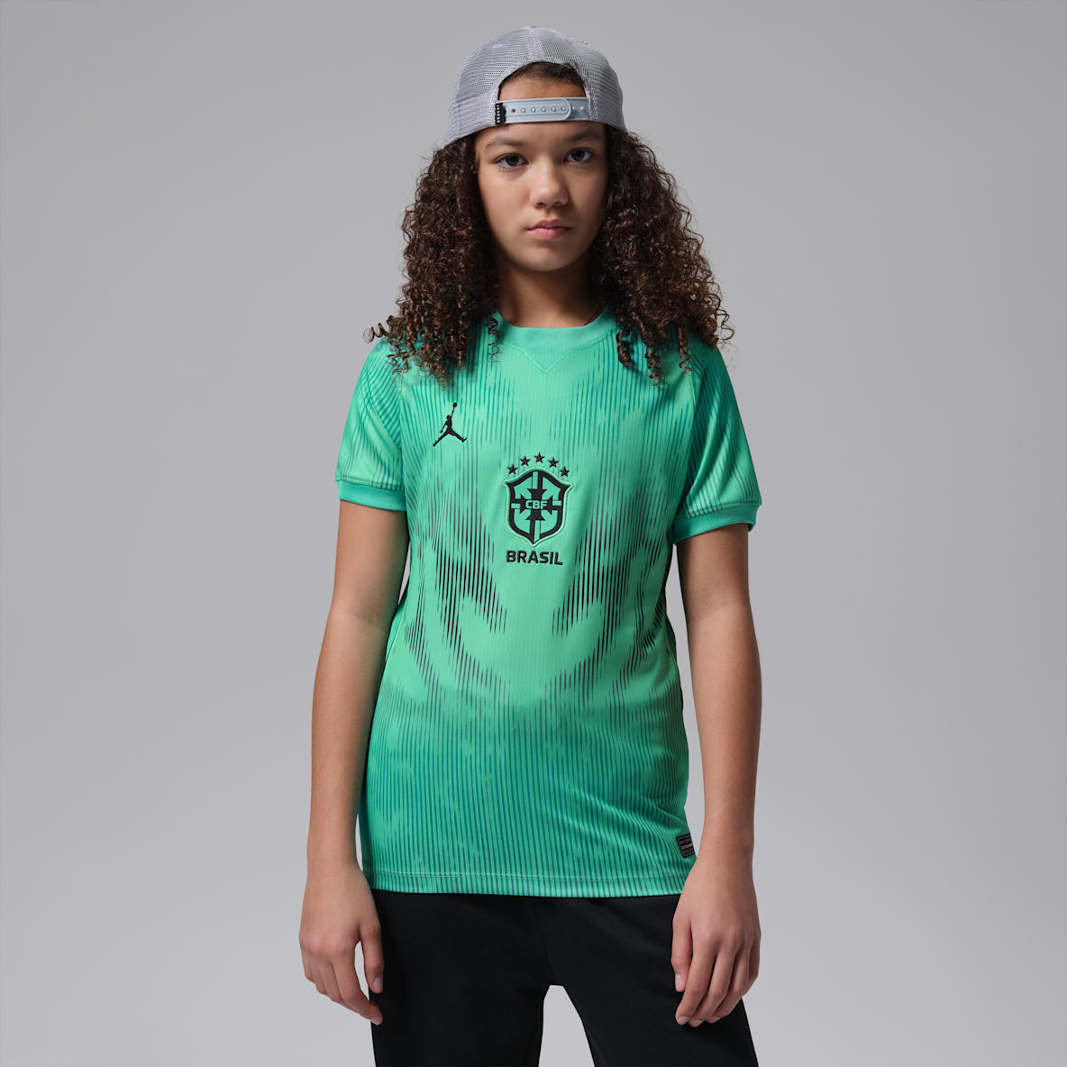 Brasil portero 2026 Stadium Jersey de fútbol de manga corta Jordan Dri-FIT Replica para niños talla grande