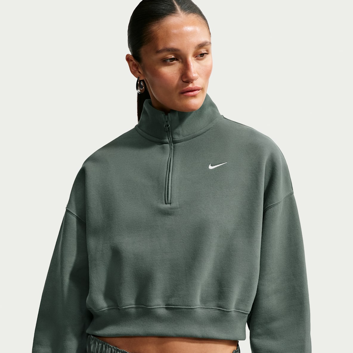 Nike Studio Fleece Medium Weight Women's Oversized 1/4-Zip Cropped Top