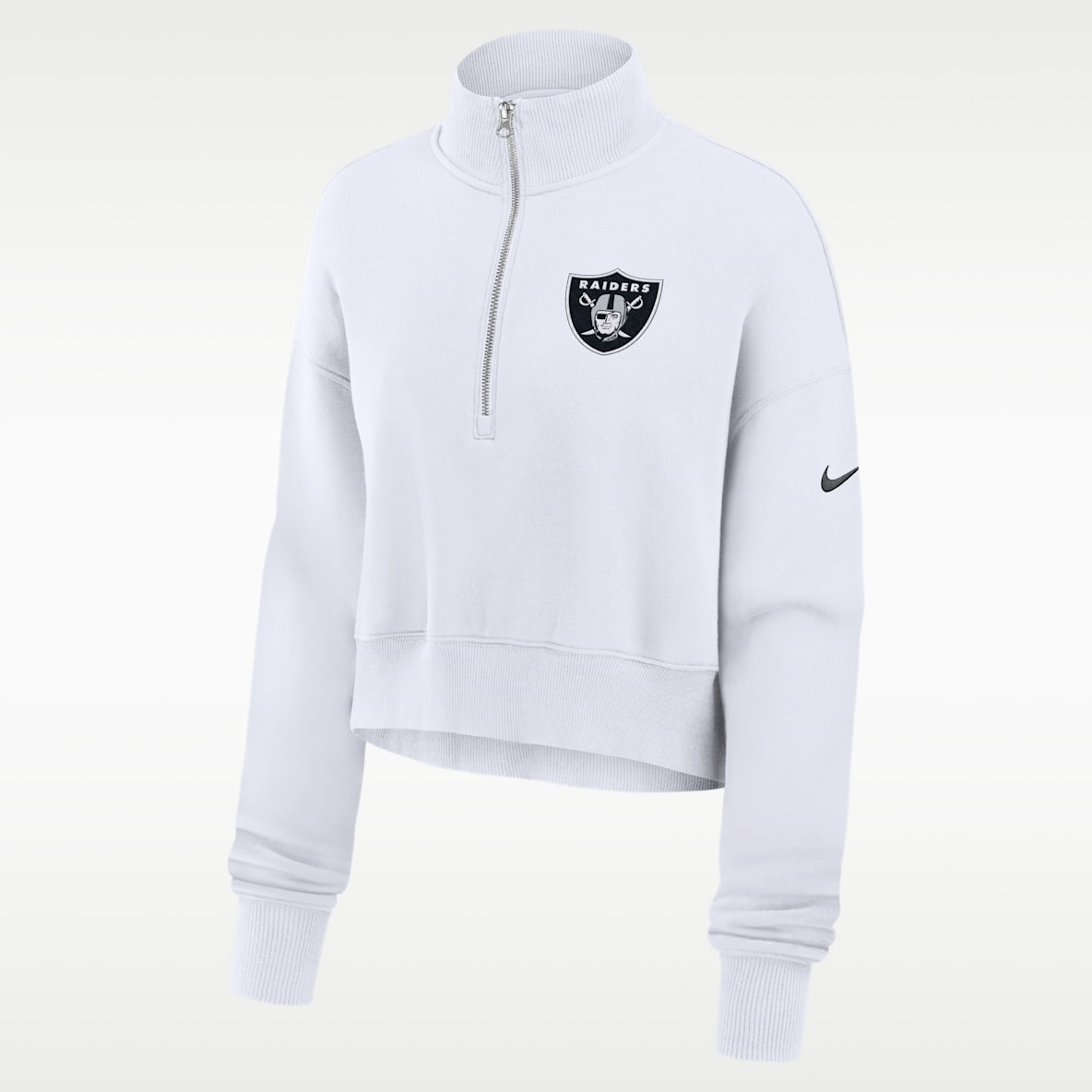 Las Vegas Raiders Primetime Phoenix Women's Nike NFL Oversized Cropped 1/4-Zip Crew