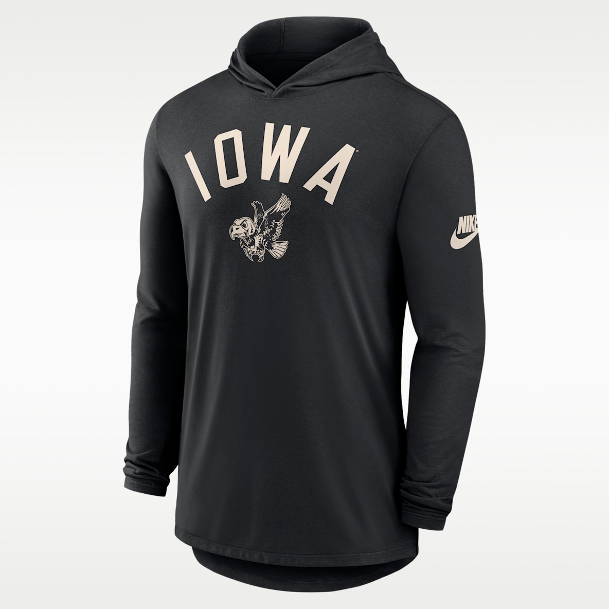 Iowa Legacy Arch Men's Nike Dri-FIT College Long-Sleeve Hooded T-Shirt