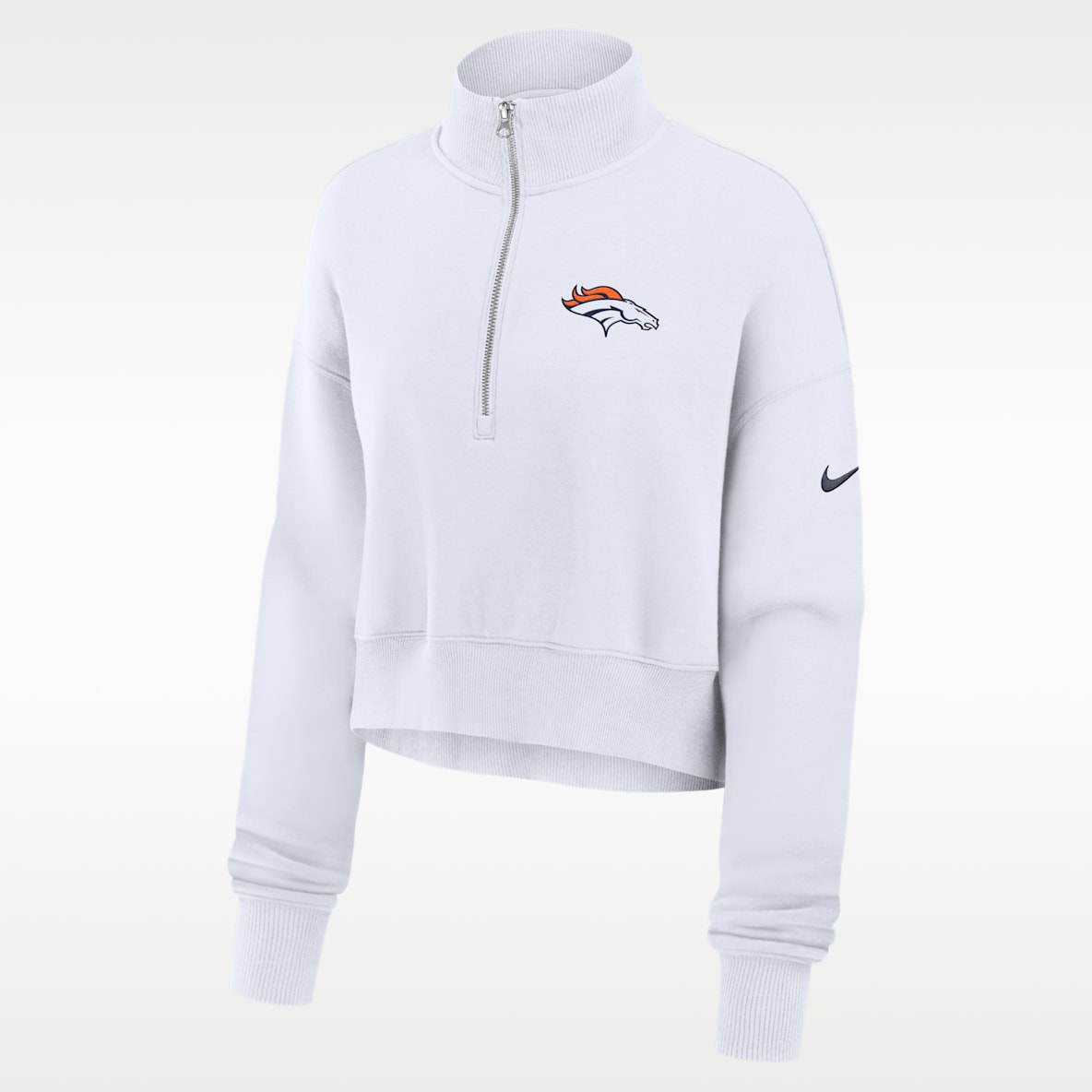 Denver Broncos Primetime Phoenix Women's Nike NFL Oversized Cropped 1/4-Zip Crew