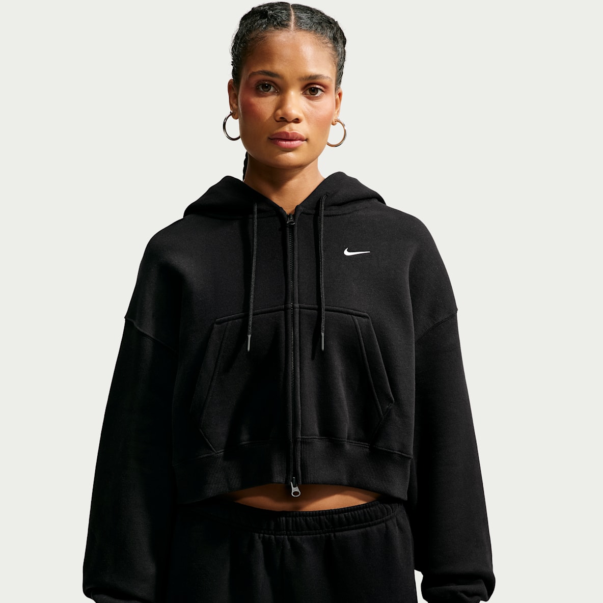 Nike Studio Fleece Medium Weight Women's Oversized Full-Zip Cropped Hoodie