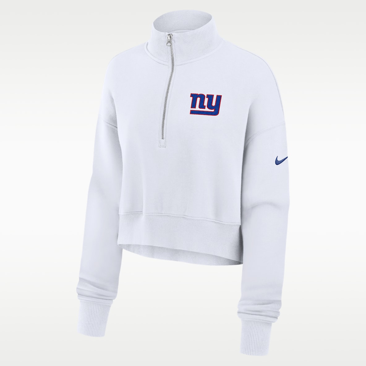 New York Giants Primetime Phoenix Women's Nike NFL Oversized Cropped 1/4-Zip Crew