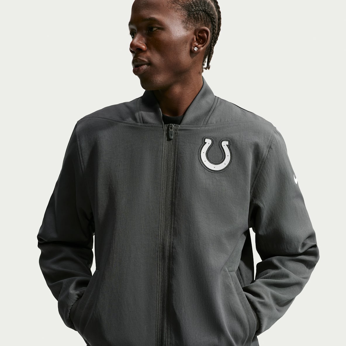 Indianapolis Colts Rivalries Collection Sideline Chamarra bomber Nike de la NFL de cierre completo para hombre