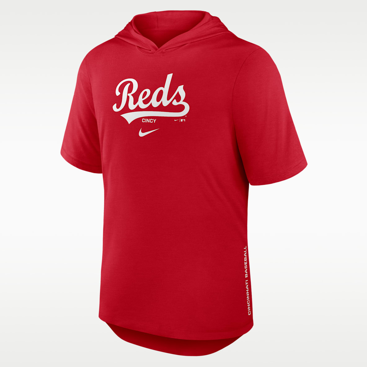Cincinnati Reds Arched Wordmark Men's Nike Dri-FIT MLB Hooded T-Shirt