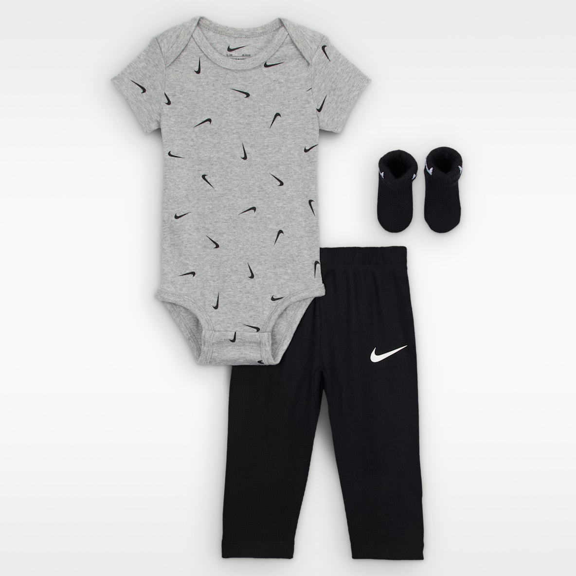 Nike Conjunto de 3 piezas de body y pants con patrón tipo waffle para bebé