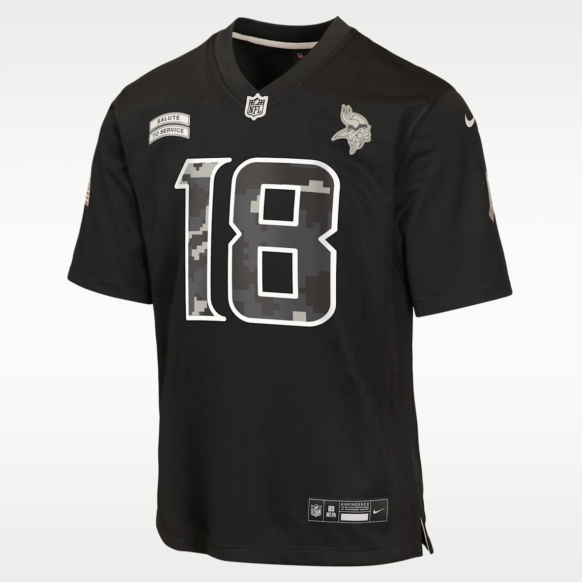 Justin Jefferson Minnesota Vikings Salute to Service Jersey Nike de la NFL Game para niños talla grande