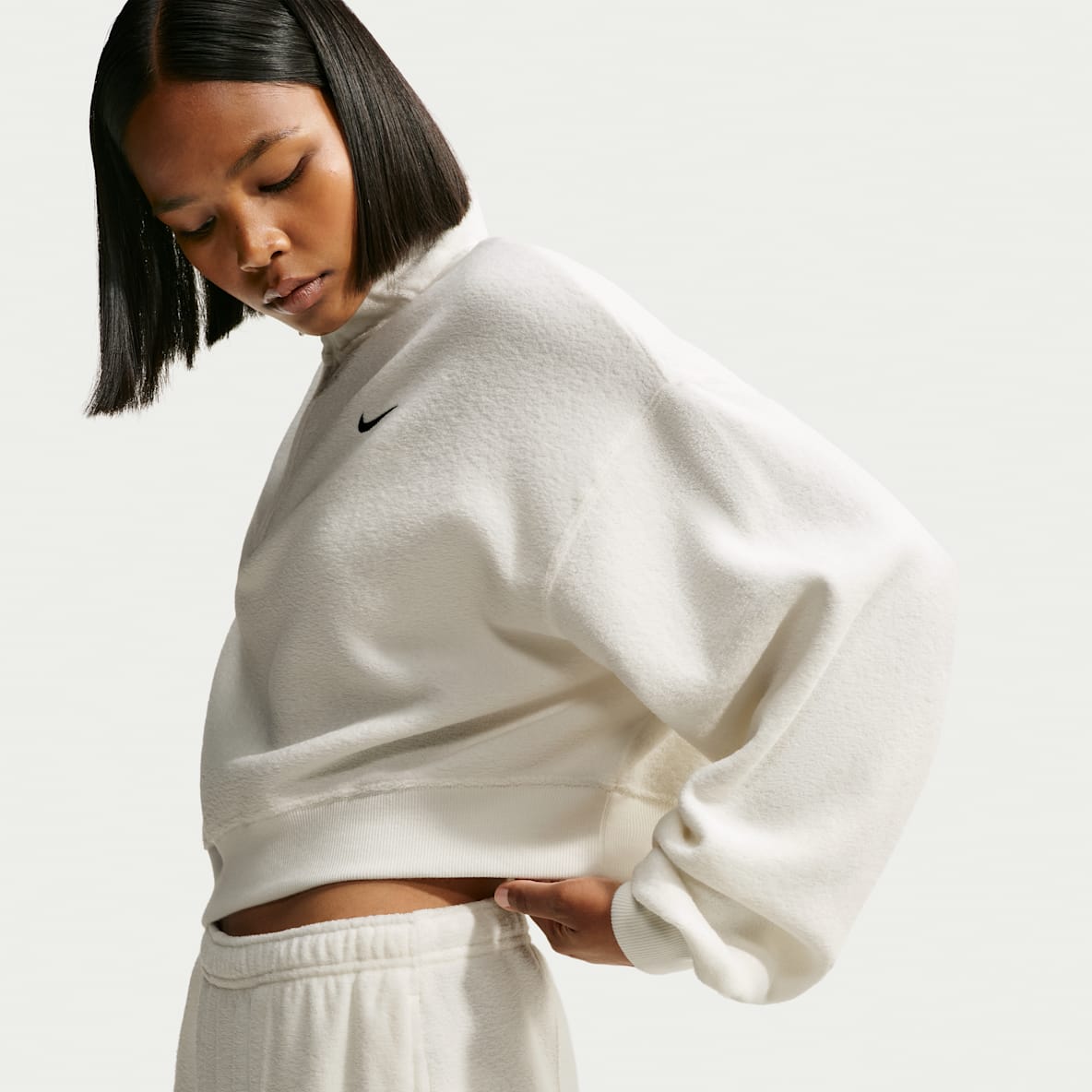 Nike Studio Fleece Medium Weight Plush Women's Oversized 1/4-Zip Cropped Top