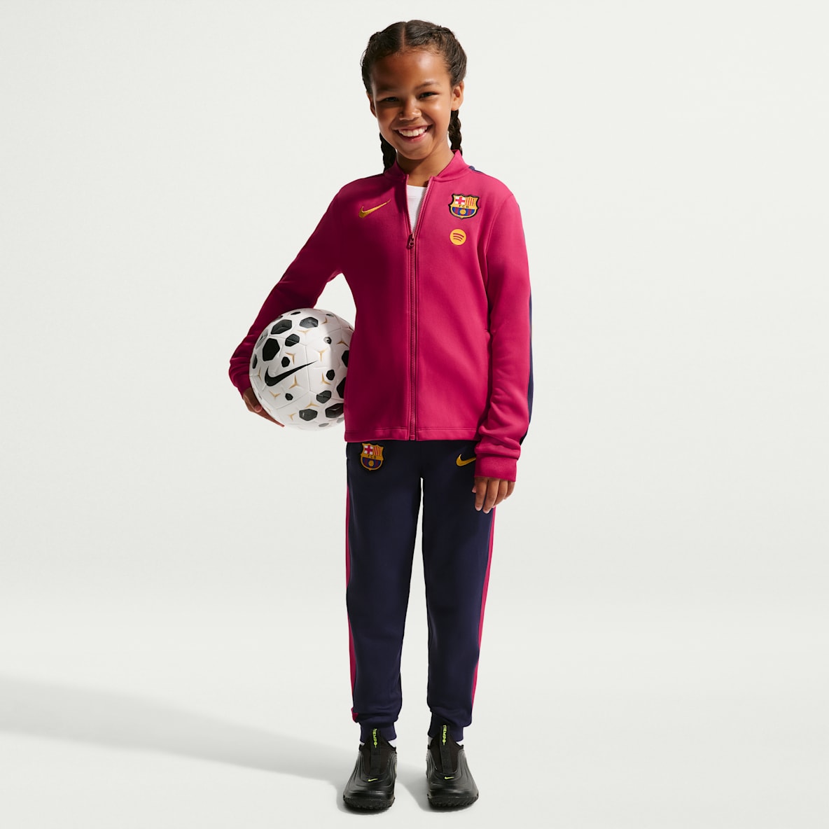 FC Barcelona Strike Nike Dri-FIT strikket fotballtracksuit til små barn