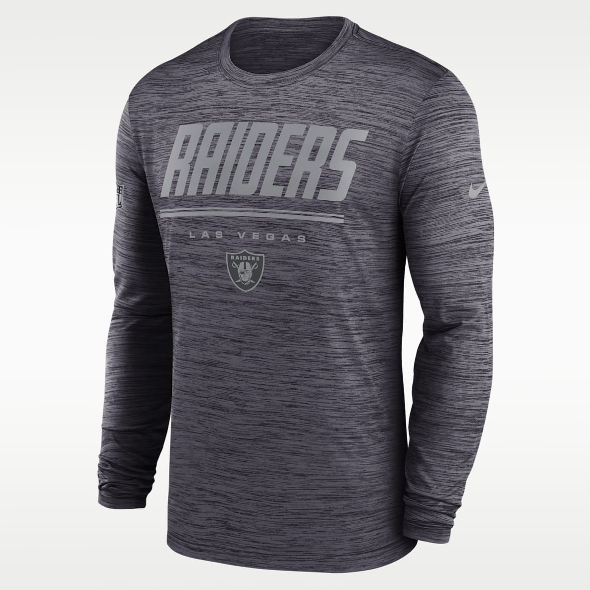 Las Vegas Raiders Sideline Team Issue Velocity Playera de manga larga Nike Dri-FIT de la NFL para hombre