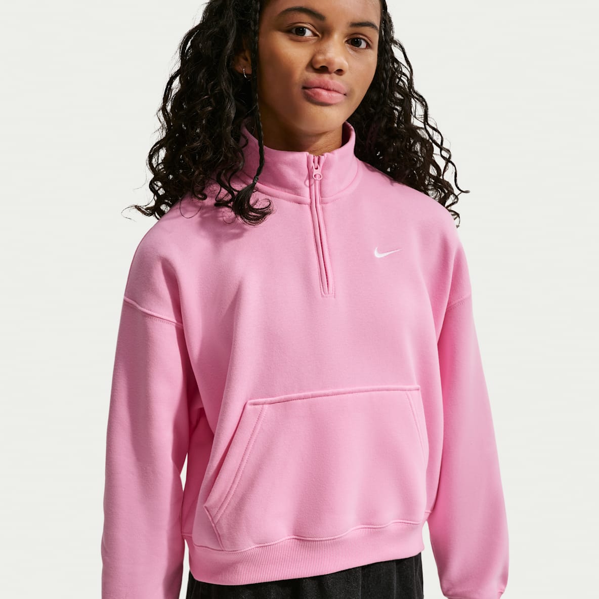 Nike Sportswear Studio Fleece Big Kids' (Girls') Oversized 1/4-Zip Top